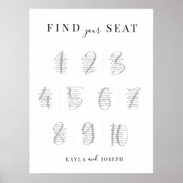 Elegant Enkel Bröllop 10 Bord-skylt för sätesdiagr Poster