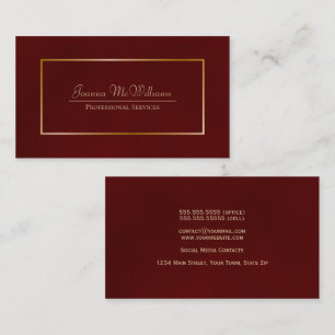 Elegant enkel Burgundy & Guld Professionell Visitkort