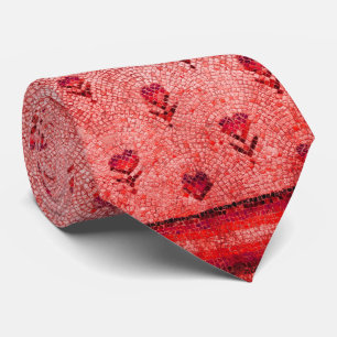 ELEGANT ENKEL BYZANTINSK MOSAIK BLOMMOR Röd Rosa Slips
