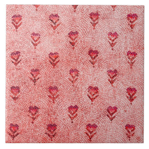ELEGANT ENKEL BYZANTINSK MOSAIK BLOMMOR Rosa Röd Kakelplatta