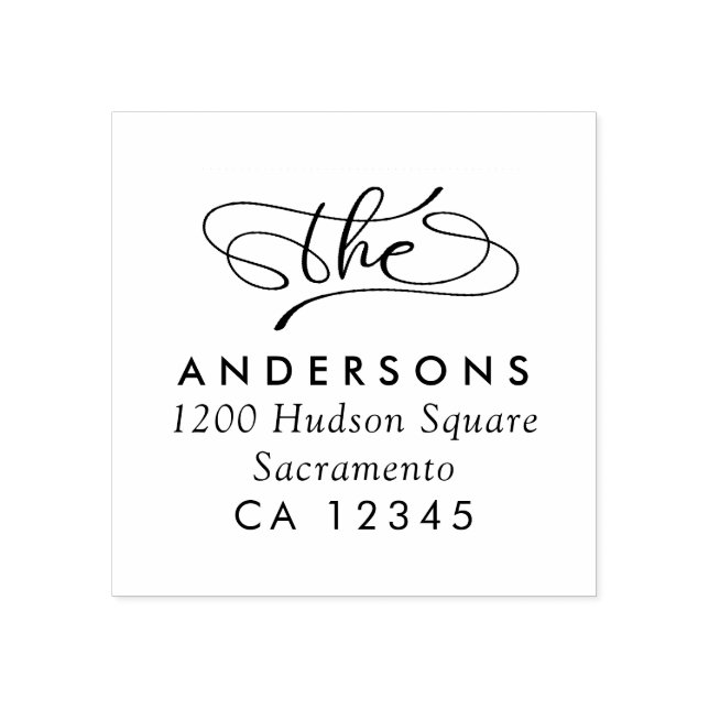 Elegant Enkel calligrafi Returadress Klassisk Stämpel (Tryck)