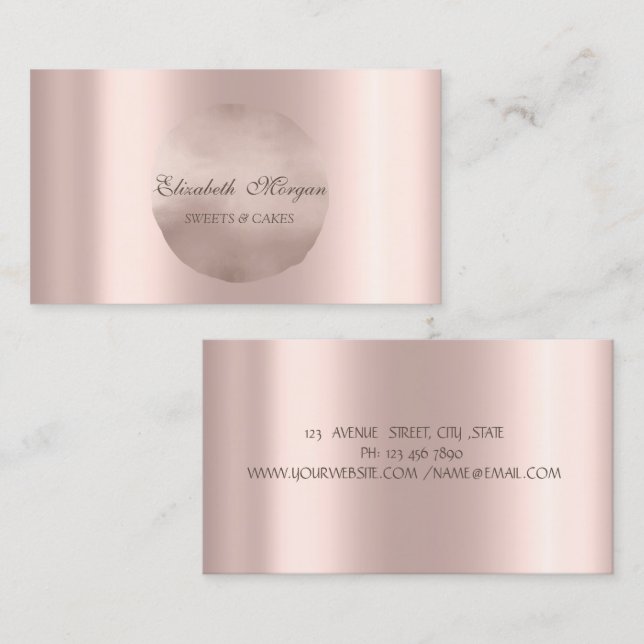 Elegant Enkel Chic Roséguld Cirkel Visitkort (Fram/baksida)