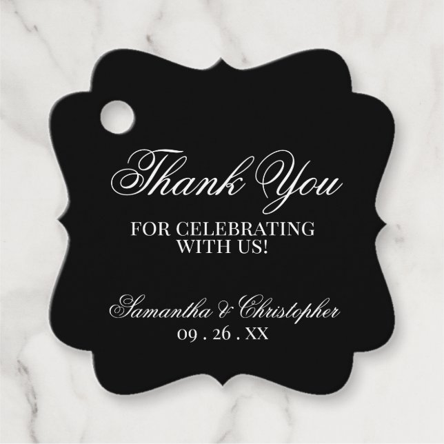 Elegant Enkel Chic, svart Tack Gåvor Etiketter (Framsida)