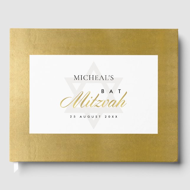 ELEGANT ENKEL CLEAN FAUX GULD PUB BAT MITZVAH GÄSTBÖCKER (Framsida)