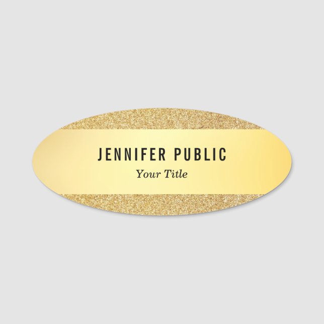 Elegant enkel design för beställnings- guld- namnbricka (Framsida)