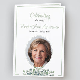 Elegant enkel eucalyptus grönt begravd program