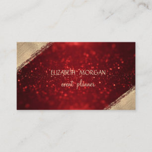 Elegant Enkel Falsk Guld, Röd Glitter Bokeh Visitkort