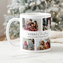Elegant Enkel Familj 7 Foto Collage Jul Kaffemugg