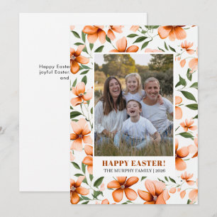 Elegant Enkel Färgglad Blommig Påsk Familjefoto Julkort