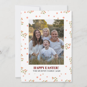 Elegant Enkel Färgglad Blommig Påsk Familjefoto Julkort
