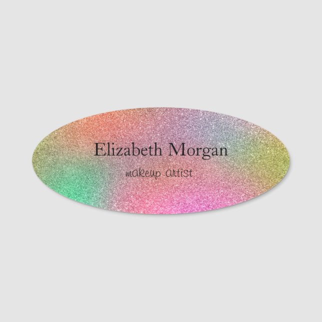 Elegant  Enkel Färgglad Glitter Ombre Namnbricka (Framsida)