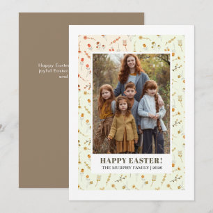 Elegant Enkel Färgrik Blommig Påsk Familjefoto Julkort
