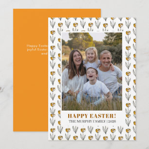 Elegant Enkel Färgrik Blommig Påsk Familjefoto Julkort
