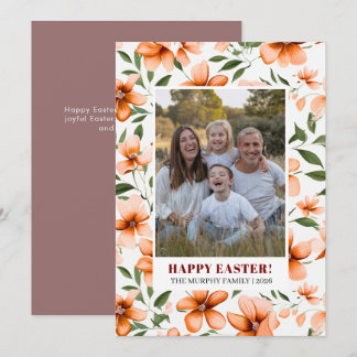 Elegant Enkel Färgrik Blommig Påsk Familjefoto Julkort