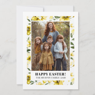 Elegant Enkel Färgrik Blommig Påsk Familjefoto Julkort