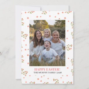 Elegant Enkel Färgrik Blommig Påsk Familjefoto Julkort