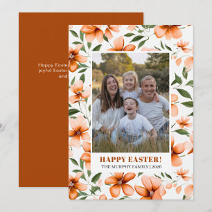 Elegant Enkel Färgrik Blommig Påsk Familjefoto Julkort