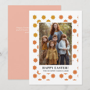 Elegant Enkel Färgrik Blommig Påsk Familjefoto Julkort