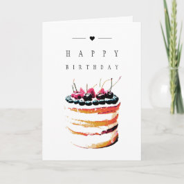 Elegant Enkel födelsedagskaka med fruktkort Kort