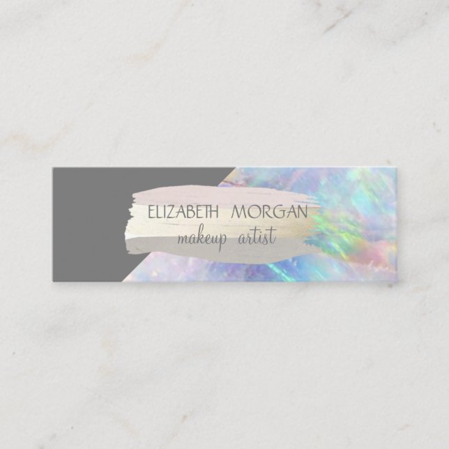 Elegant Enkel Foliepenseldrag Opal Mini Visitkort (Framsida)