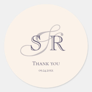 Elegant Enkel fördel för Lavender Monogrammed Wedd Runt Klistermärke