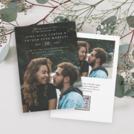 Elegant Enkel Foto QR-kod RSVP Bröllop Inbjudningar