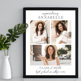 Elegant Enkel fotokollage Studentfest-signatur Poster