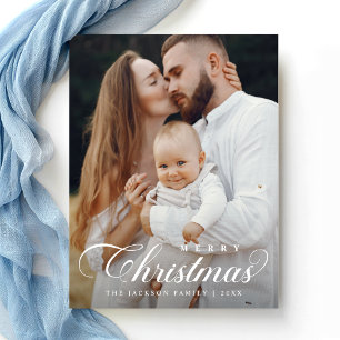 Elegant Enkel fotoskript för God jul Vykort