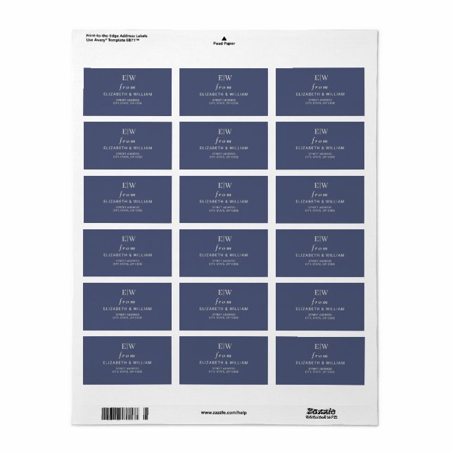 Elegant Enkel framtida dosering med Monogram Bröll Adressetikett (Helt Ark)