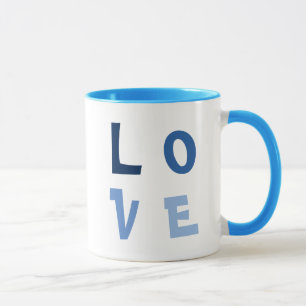 Elegant, Enkel fyrkant KÄRLEK i blå typografi Mugg