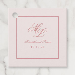 Elegant Enkel fyrkantig Rosa Monogram Märkre Gåvor Etiketter