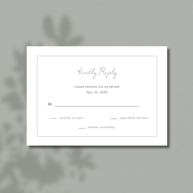 Elegant Enkel Grått Bröllop OSA Kort (Elegant Simple Gray Wedding RSVP Card)