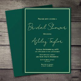 Elegant Enkel Grönt Guld Modern Möhippa Inbjudningar