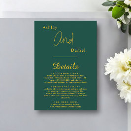 Elegant Enkel Grönt och Guld Modern Chic Bröllop Tilläggskort