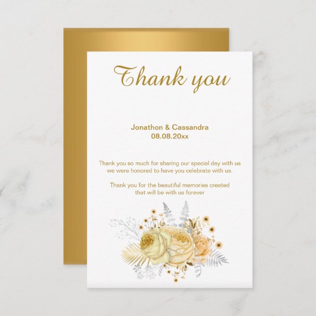 ELEGANT ENKEL GULD BLOMMIGT GULD REVERSE TACK INBJUDNINGAR (Fram/baksida)