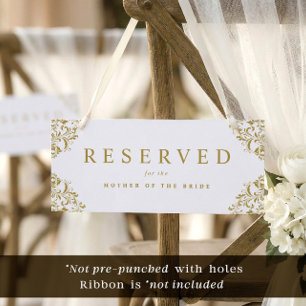 Elegant Enkel Guld Bröllopsstol Reserverad Skylt
