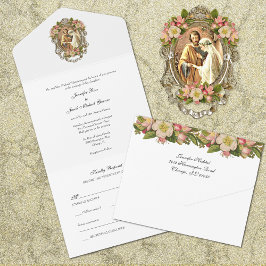 Elegant Enkel Guld katolsk Blommigt Bröllop