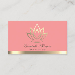 Elegant Enkel Guld Lotus Yogainstruktör Visitkort