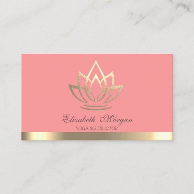 Elegant Enkel Guld Lotus Yogainstruktör Visitkort (Framsida)