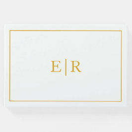 Elegant Enkel Guld Monogram Bröllop Gästböcker
