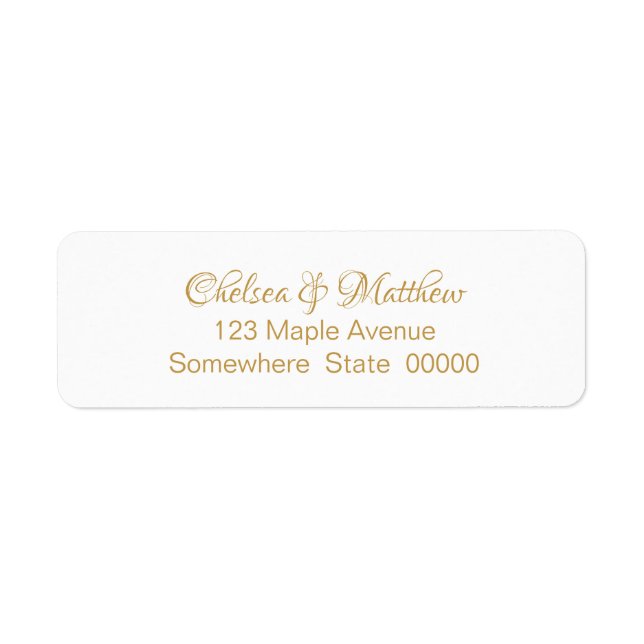 Elegant Enkel Guld Text Returadressetikett Returadress Etikett (Framsidan)