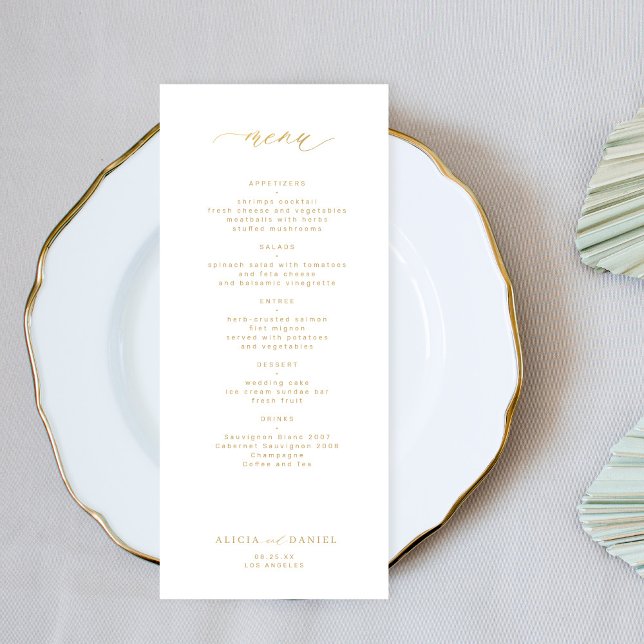 Elegant enkel guld typografi bröllop meny (Skapare uppladdad)