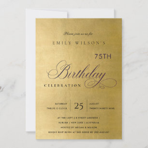 ELEGANT ENKEL GULD TYPOGRAFI FÖDELSEDAG FÖR ALLA Å INBJUDNINGAR