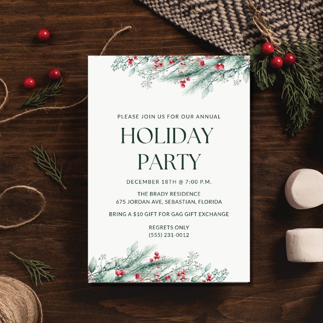 Elegant Enkel inbjudan till Julfest under jul (Elegant Simple Christmas Holiday Party Invitation)