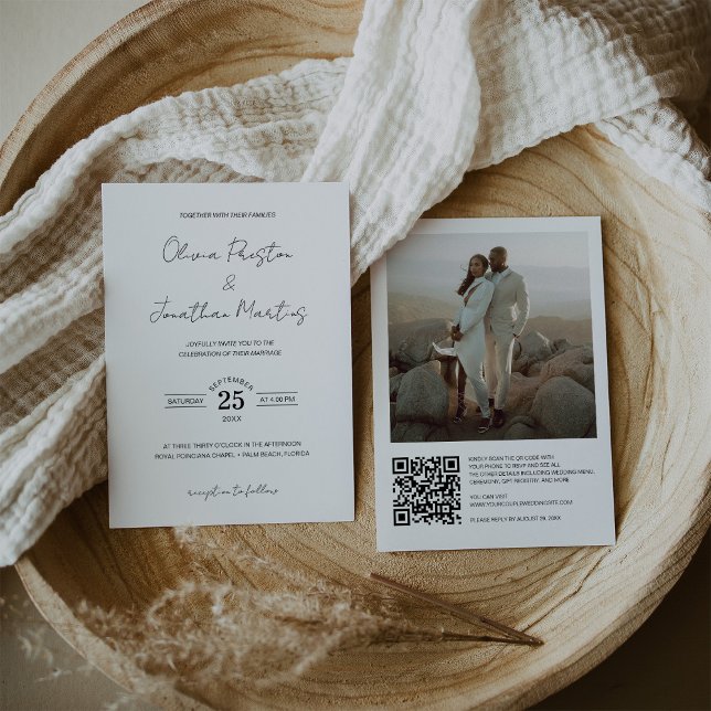 Elegant - enkel inbjudan till QR-kod för fotobröll (Skapare uppladdad)
