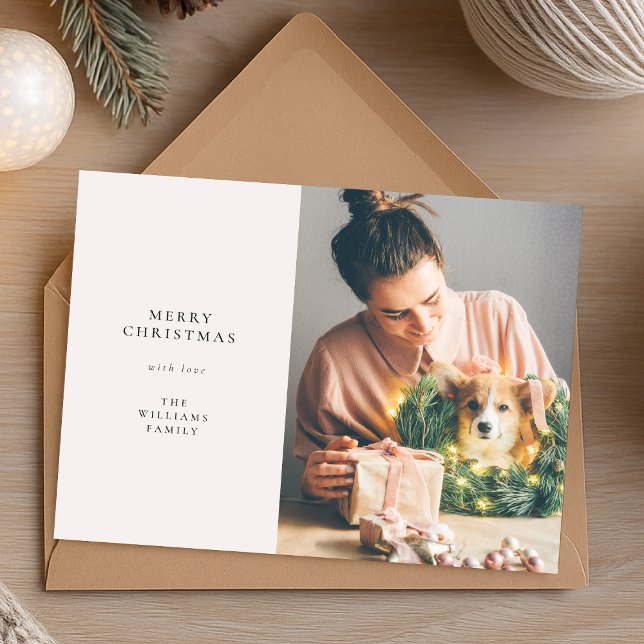 Elegant Enkel jul | Modern minimal foto Julkort (A chic Christmas photo card design perfect for sharing holiday joy in style)