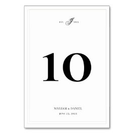 Elegant Enkel Kalligrafi Monogram Vit Bröllop Bordsnummer