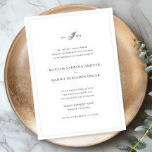 Elegant Enkel Kalligrafi Monogram Vit Bröllop