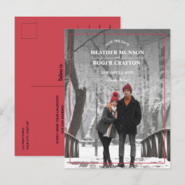 Elegant Enkel Kant Foto Bröllop Spara Datum Meddelande Vykort