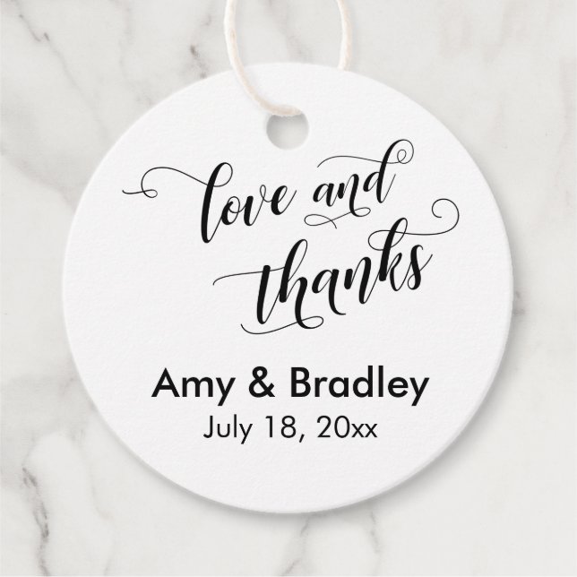 Elegant, enkel Kärlek och tack Bröllop Gåvor Etiketter (Framsida)